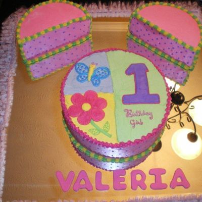 1St Bday Flowers And Butterfly