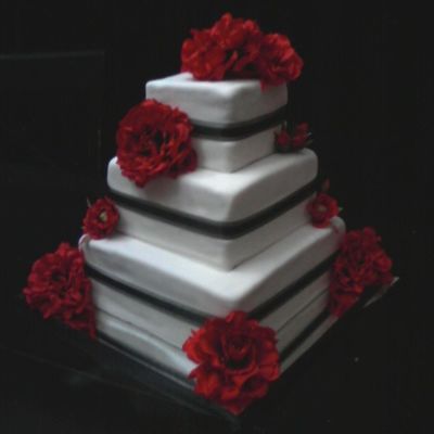 Red, Black And White Cake