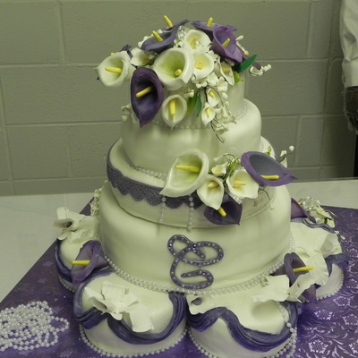Purple And White Wedding Cake