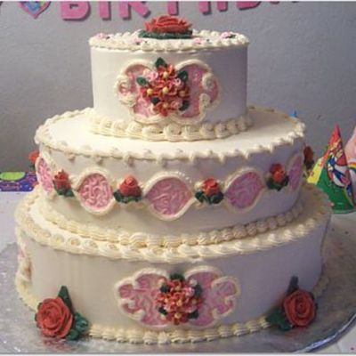 Red And Pink Birthday Cake For A 9 Year Old Girl