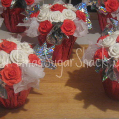 Red And White Cupcake Bouquets