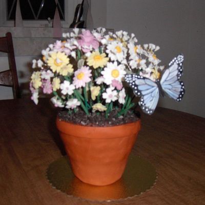 3-D Flower Pot Birthday Cake
