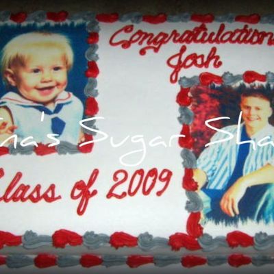 Red And Silver Grad Cake