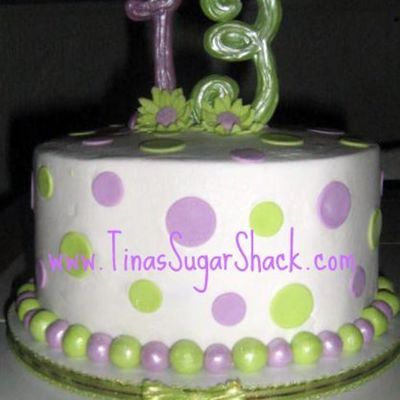 Purple And Green 13Th Bday Cake
