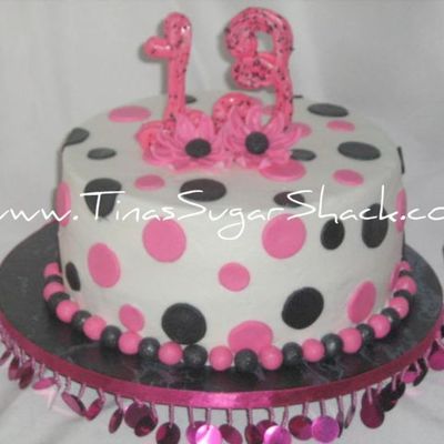 Hot Pink And Black 13Th Cake
