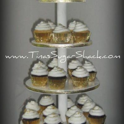 Gold And White Cupcake Tower
