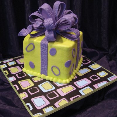 Purple Bow Package Cake