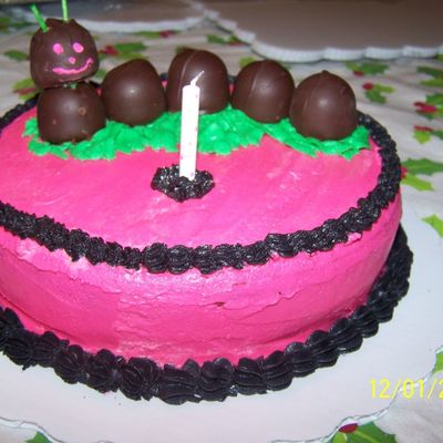Girl One Year Old's Personal Cake Catapillar Pink And Black
