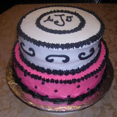 Pink/black And White Bridal Shower Cake