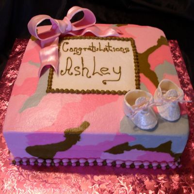 Pink Camo Baby Shower Cake