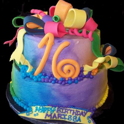 Tye Die Sweet Sixteen Cake