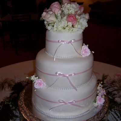 Pink And White Wedding Cake