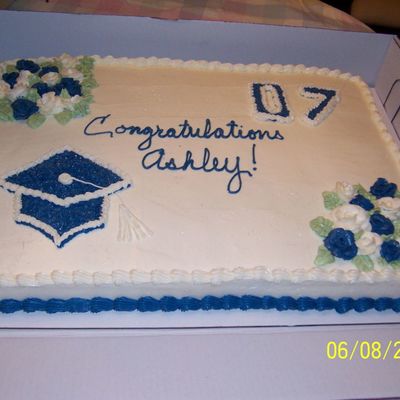 Graduation Cake/blue And White