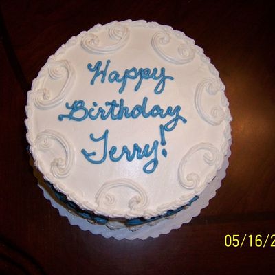 Blue And White Birthday Cake