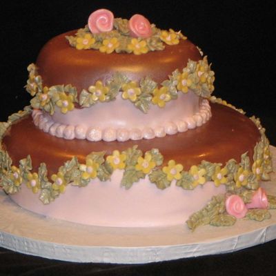 Pink And Brown Flower Cake