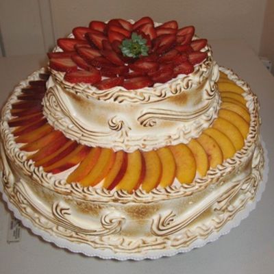 Strawberry & Nectarine Tres Leches (3 Milks) Wedding Cake.