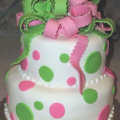 Pink And Green Dots And Bow