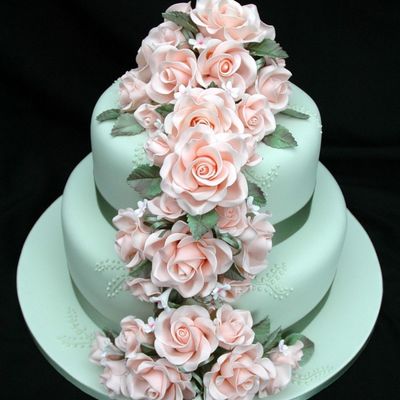 Peachy Green Wedding Cake