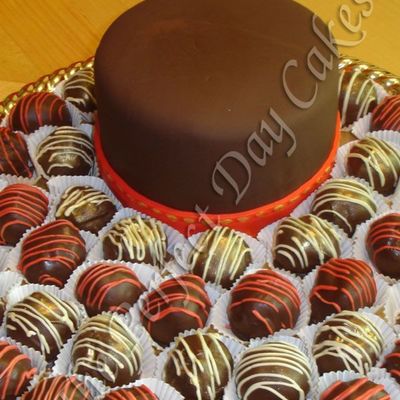 Red & Gold Cake & Cake Truffles