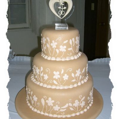 Painted Royal Icing Fall Flower Wedding Cake