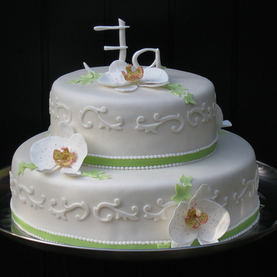 Wedding Cake With Gumpaste Moth Orchids