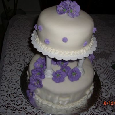 Fondant Cake With Purple Flowers