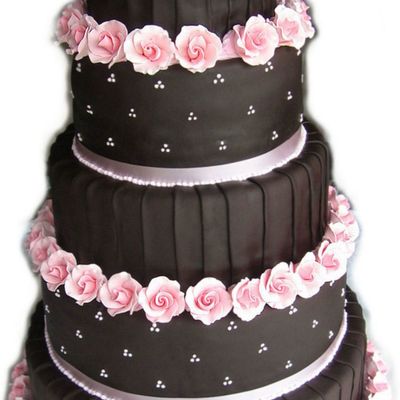Chocolate And Pink Wedding Cake
