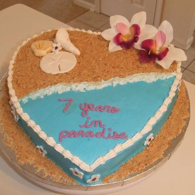 7Th Anniversary Cake For Beach Lovers