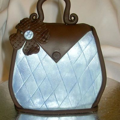 Blue And Brown Purse Cake