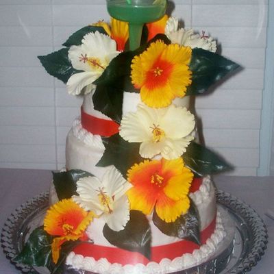 Hibiscus Bridal Shower Cake