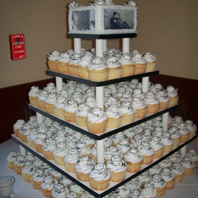 Black And White Wedding Cupcake Tower