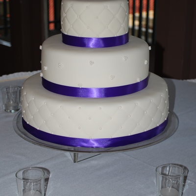 Purple Fondant Wedding Cake With Edible Pearls
