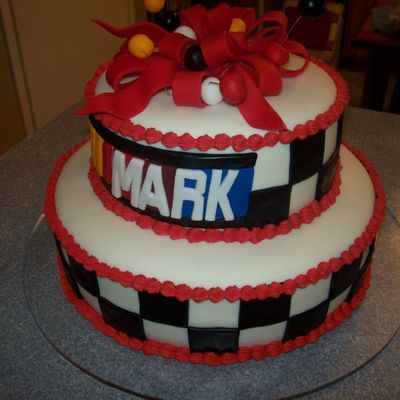 Stacked Nascar Birthday Cake