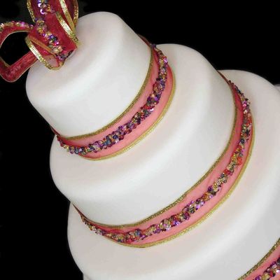 Beaded Ribbon Wedding Cake