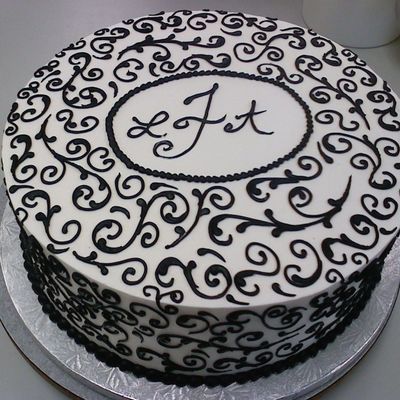 Elegant Black Scroll With Monogram