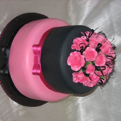Pink And Black Wedding Cake