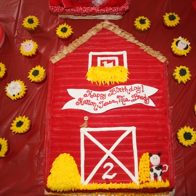Barn Cake For 4 Children Sharing A 2 Year Old Party
