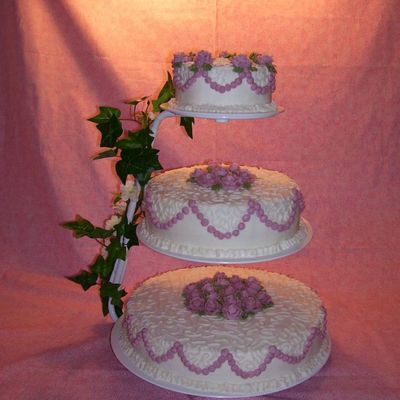 Wedding Cake With Mauve Roses