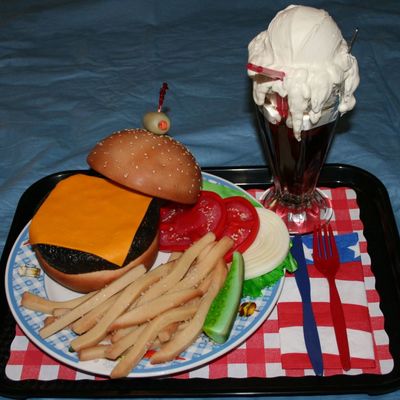 Burger, Fries And Root Beer Float