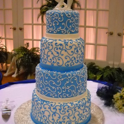 Scolls In Blue And White
