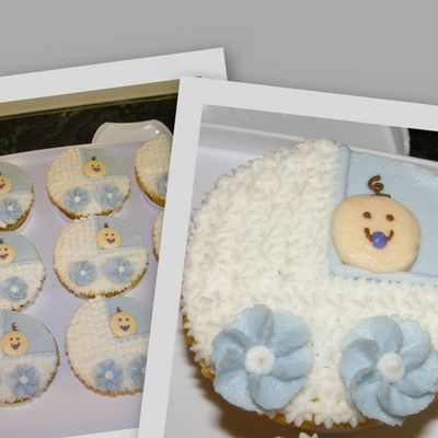 Pram Cupcakes For Baby Boy