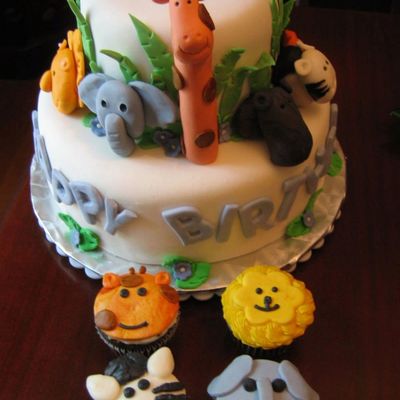 Jungle Animals Baby Cake