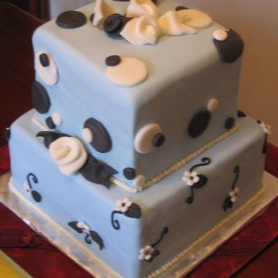 Black White And Blue Dots And Flowers