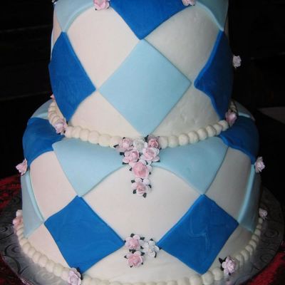 Blue Diamonds And Flowers