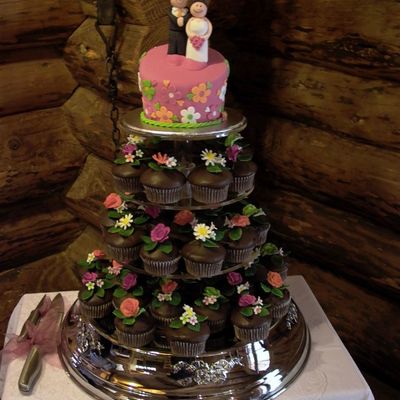 Cupcake Wedding With Whimisical Top Cake