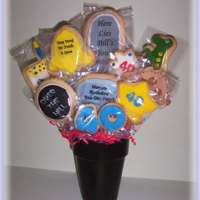 Over The Hill 40Th Birthday Cookie Bouquet