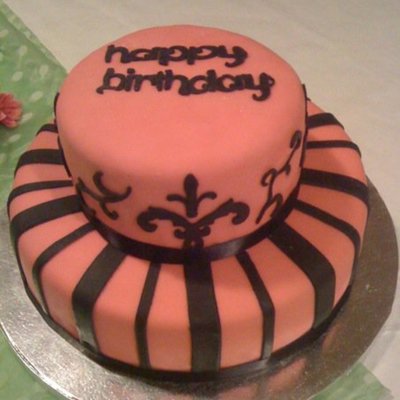 Pink N Black Birthday Cake