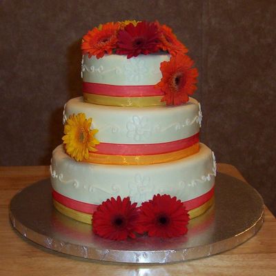 Fall-Coloured Gerbera Daisies & Matching Ribbons