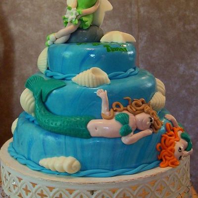 Mermaid & Tinkerbell Cake
