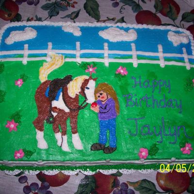 Jaylyn With Horse Birthday Cake